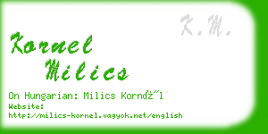 kornel milics business card